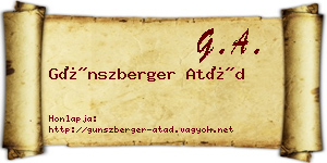 Günszberger Atád névjegykártya